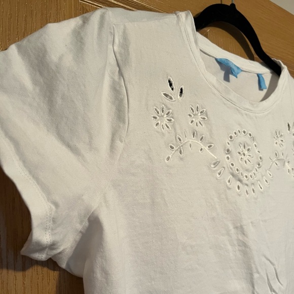 Draper James RSVP White Cut Out Tee XL Basic Cotton Short Sleeve Whimsy Modern - Picture 3 of 8